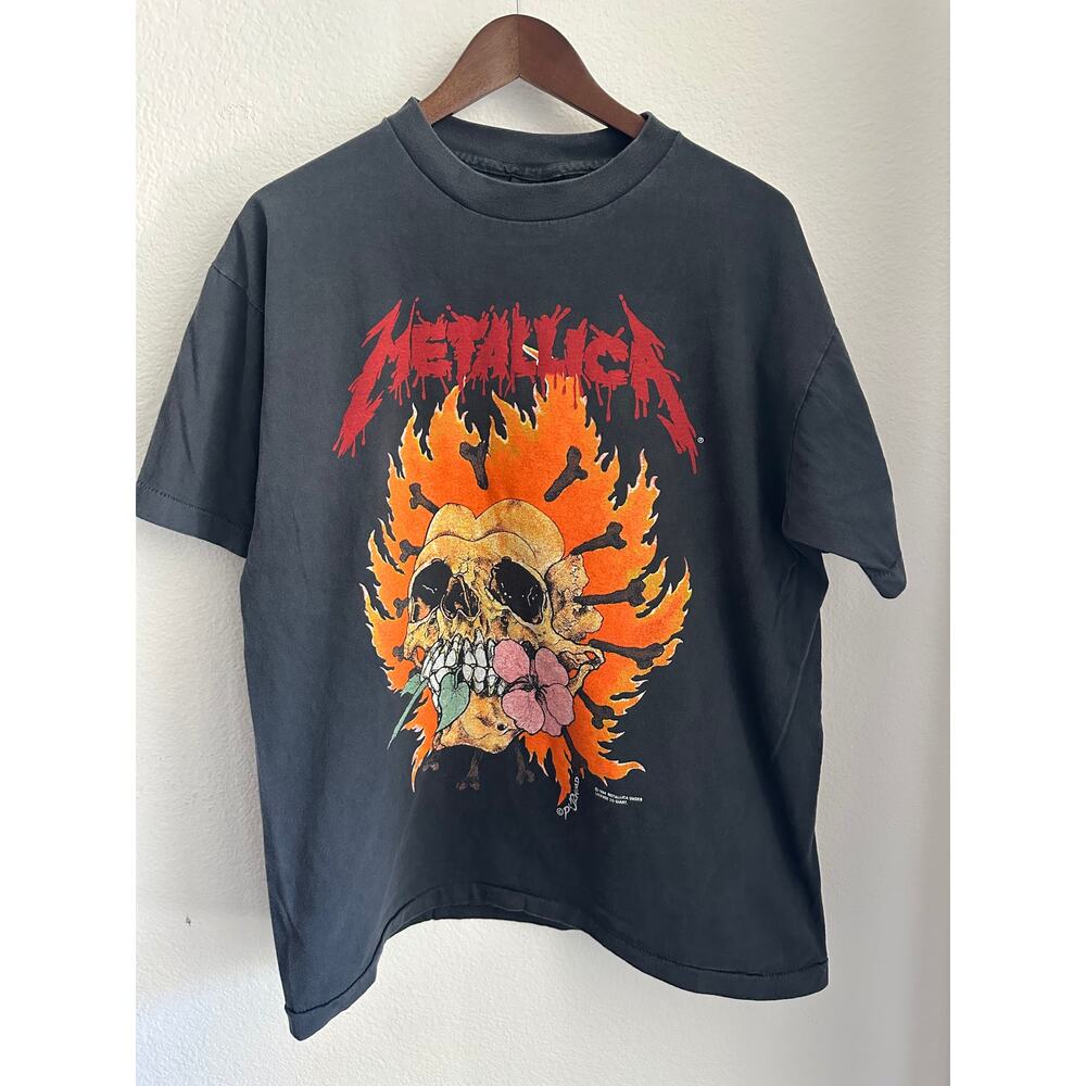 Metallica Pushead Flaming Skull 1994 Vintage Reprint T-shirt  Single Stitch